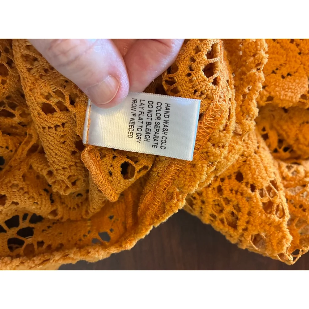 0245 ***BIBI*** NWT Size Small Mustard Colored Textured Long Sleeve Sweater - Picture 11 of 11